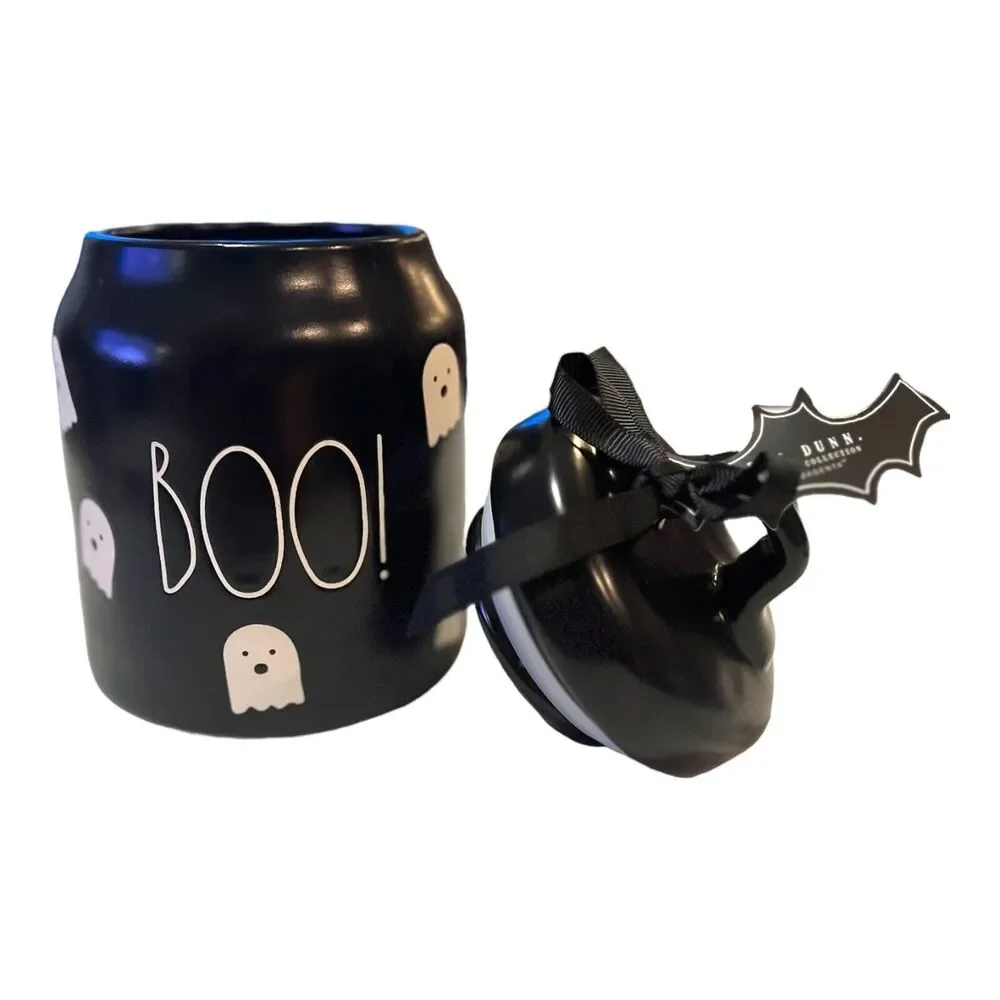 Rae Dunn BOO Cute Ghosts Black / White Halloween Canister  Candy Jar Viral Ghost
